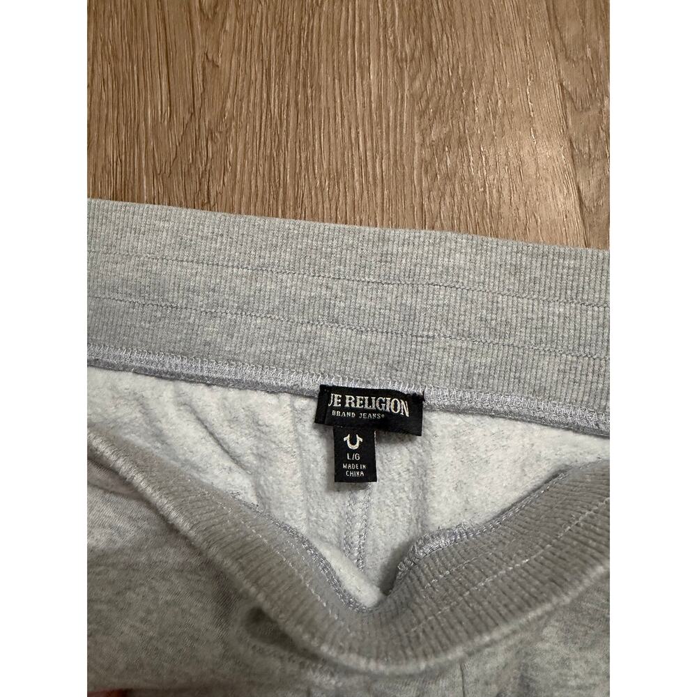 True Religion Jogger Sweatpants Mens Large Gray Fleece Logo Lounge Athletic - Picture 4 of 6